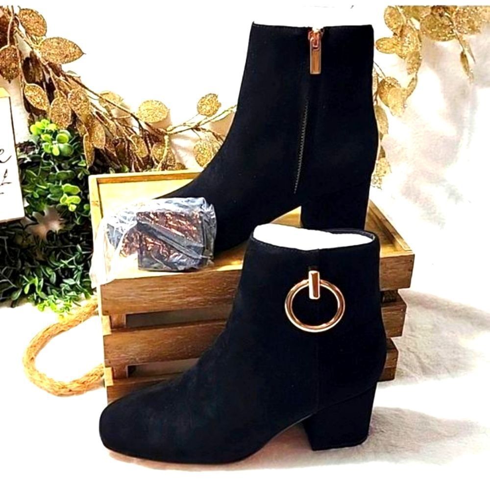 The Mode Collective Francesca Boot Black Suede with extra heels Leather